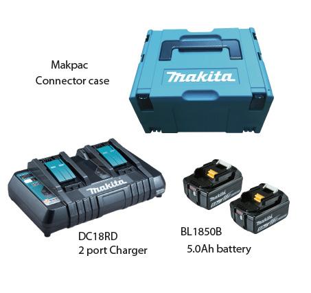 Makita Battery Kit18V5.0Ah x 2pc, Multi Charger x 1pc MKP3PT182 - Click Image to Close